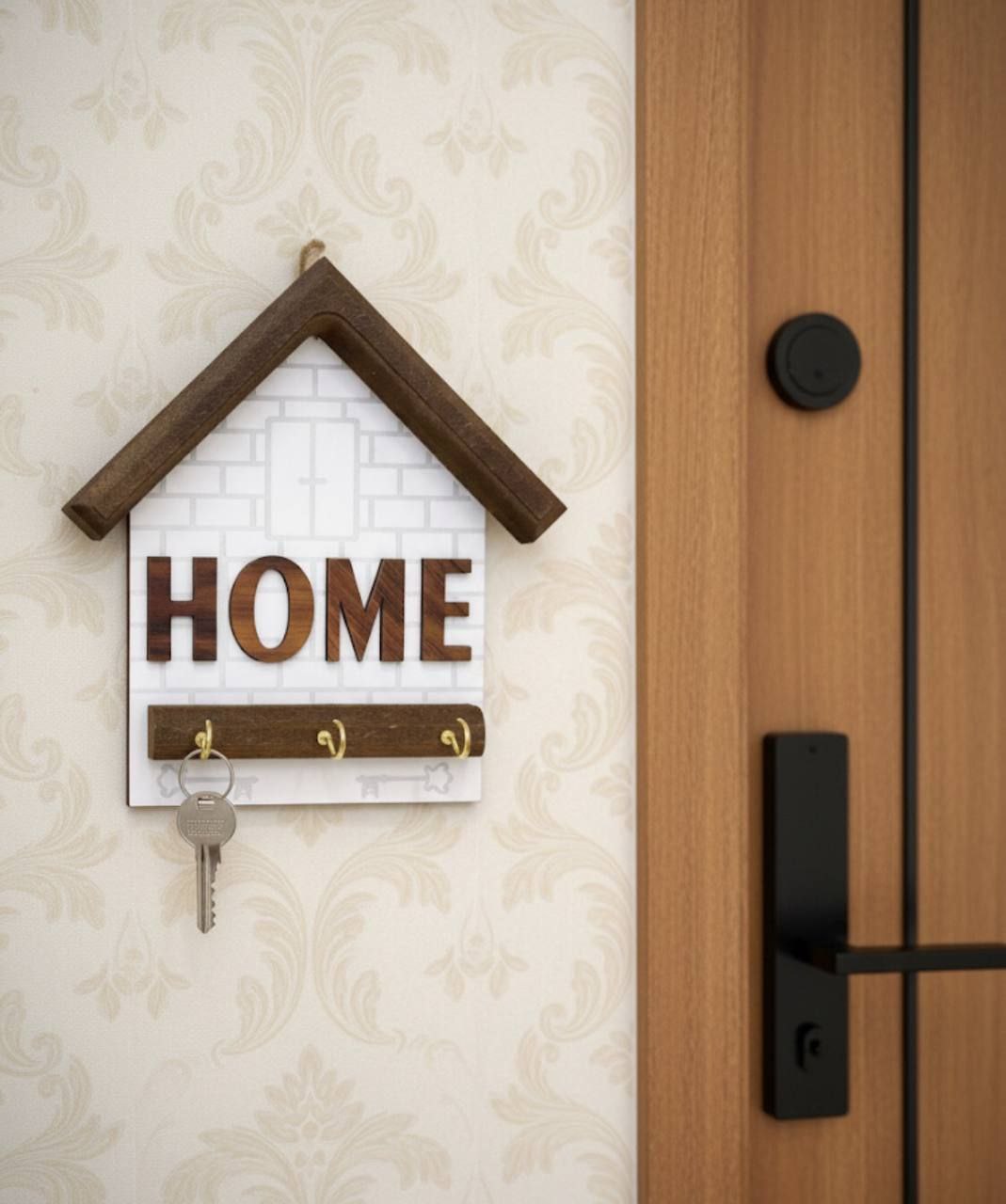 اویز جا کلید و کلید چوبی