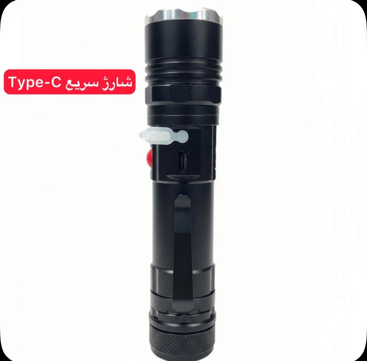 چراغ قوه پلیسی فلزی شارژی و باتری خور درجه یک زوم دار